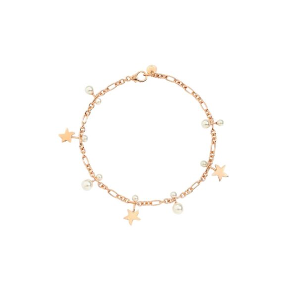 PULSERA DODO STELLINA DE ORO ROSA Y PERLAS DE CRISTAL