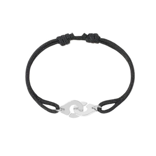 DINH VAN MENOTTES R10 BLACK CORD BRACELET IN WHITE GOLD