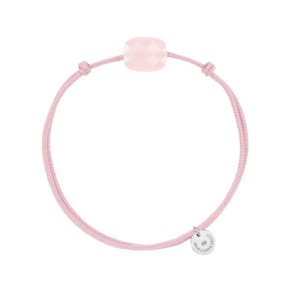 BRACELET MORGANNE BELLO FRIANDISE, COUSSIN QUARTZ ROSE POUSSIÈRE ET ARGENT