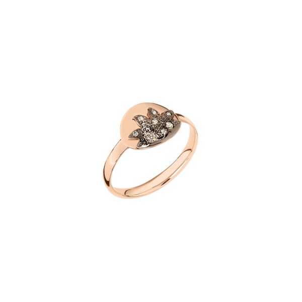 BAGUE DODO MOON&SUN EN OR ROSE ET DIAMANTS MARRON