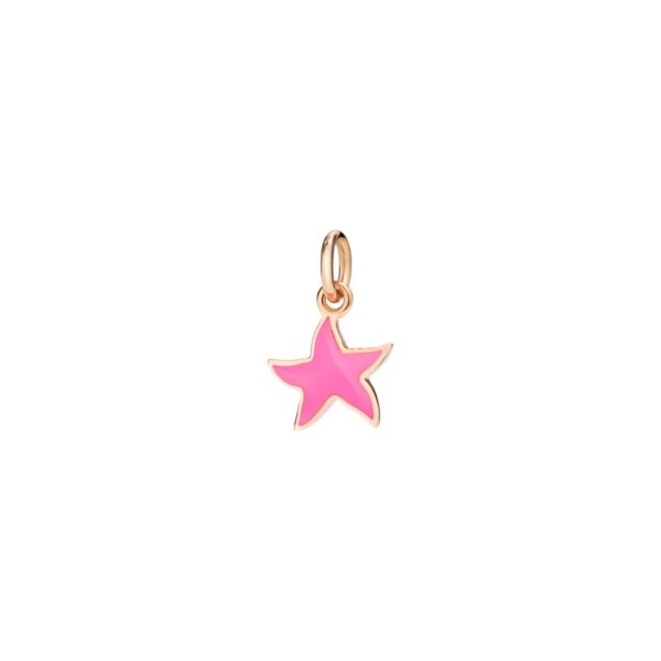 PENDENTIF DODO STELLINA PM EN OR ROSE AVEC ÉMAIL ROSE FLUO