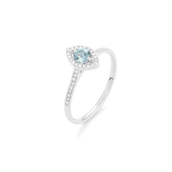 Bague Maison Roca avec diamants et aigue-marine