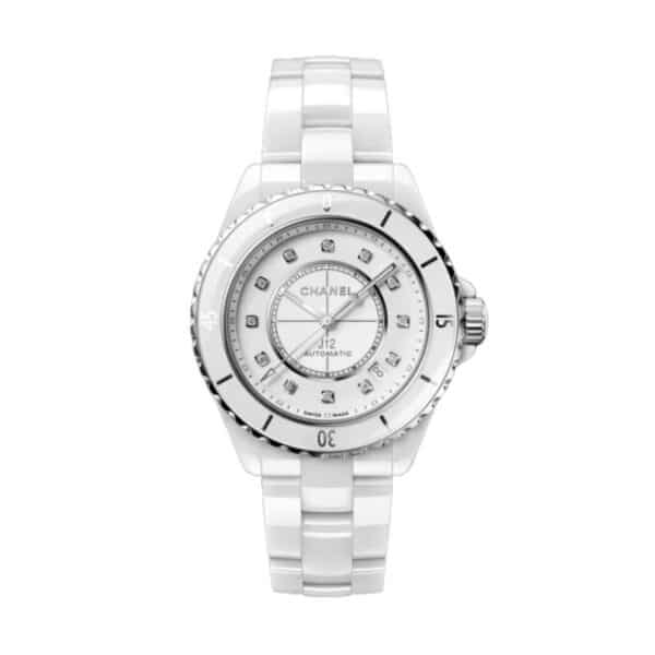 Rellotge Chanel J12 Calibre 12.1 automàtic de 38mm de ceràmica blanca i diamants