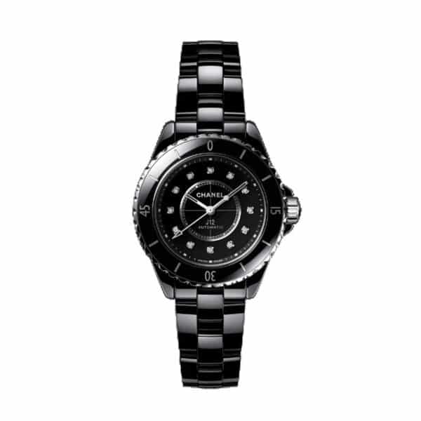 Rellotge Chanel J12 calibre 12.2 de 33 mm, ceràmica negra i índex amb 12 diamants