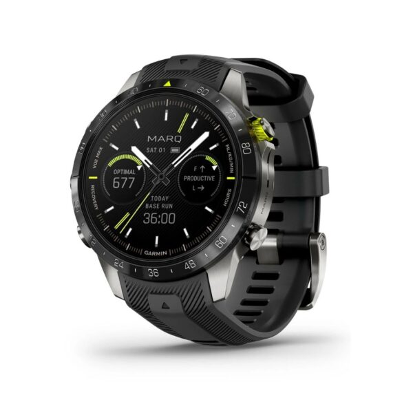 Rellotge Garmin Marq Athlete de titani amb corretja negra de silicona