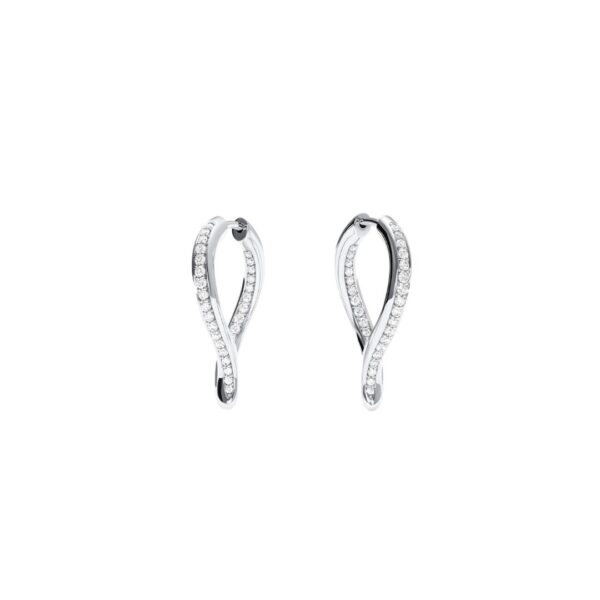ARRACADES TAMARA COMOLLI SIGNATURE HOOP TWISTED D'OR BLANC I PAVÉE DIAMANTS