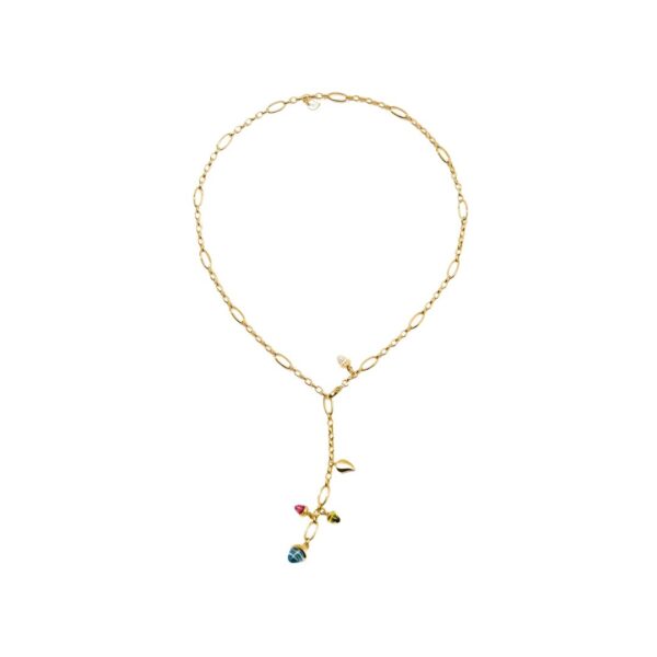 COLLAR TAMARA COMOLLI MIKADO DELICATE 51 CM D'OR GROC, PAVÉE DIAMANT, TOPAZI, PERIDOT I TURQUESA