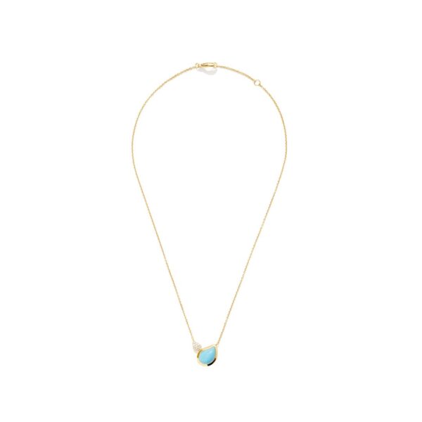 COLLAR TAMARA COMOLLI SIGNATURE 2 GOTES 42 CM D'OR GROC, PAVÉE DIAMANTS I TURQUESA