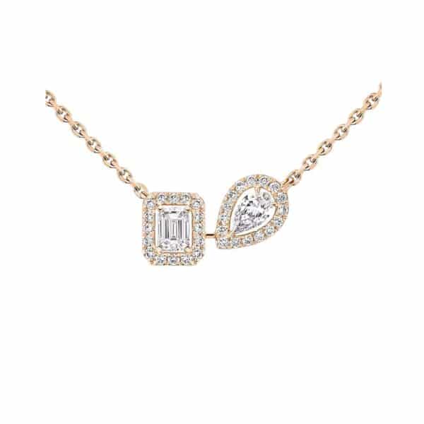 COLLAR MESSIKA MY TWIN TOI & MOI DE ORO ROSA I DIAMANTES