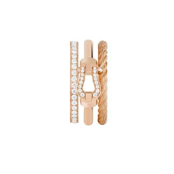 FRED FORCE 10 RISE PM RING IN ROSE GOLD WITH SEMI-PAVÉE DIAMONDS - Image 2