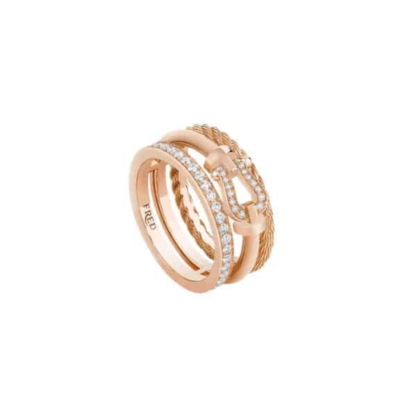 FRED FORCE 10 RISE PM RING IN ROSE GOLD WITH SEMI-PAVÉE DIAMONDS