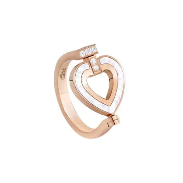 BAGUE FRED PRETTY WOMAN HYPNOTIC REVERSIBLE EN OR ROSE, DIAMANTS ET NACRE