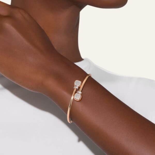 BRACELET POMELLATO NUDO MINI EN OR ROSE ET BLANC, QUARTZ MILKY ET DIAMANTS – Image 2