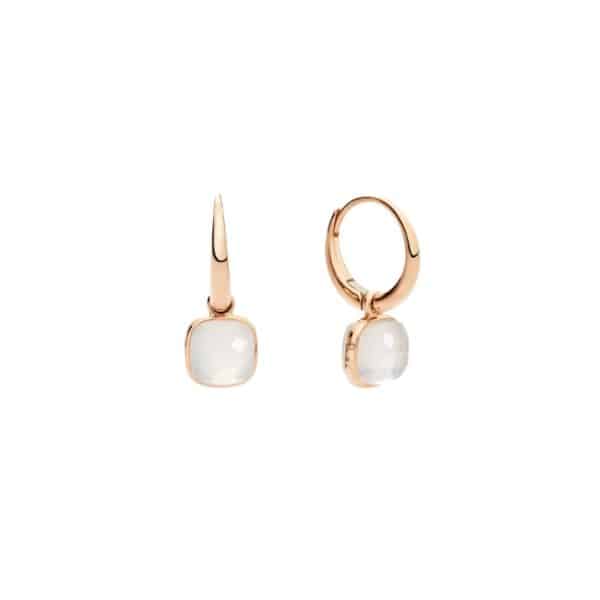 BOUCLES D'OREILLES POMELLATO NUDO CLASSIC MINI EN OR ROSE ET QUARTZ MILKY