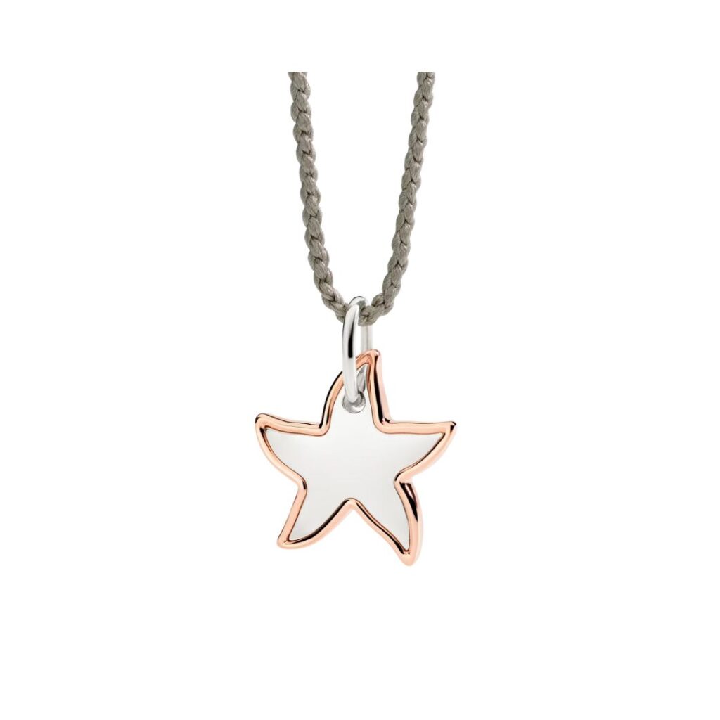 Penjoll DoDo Estrella XL argent i or rosa cordó