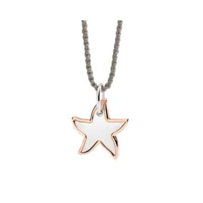 Penjoll DoDo Estrella XL argent i or rosa cordó
