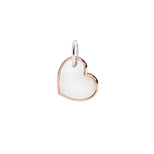 Penjoll DoDo Cor XL d’argent i or rosa amb cordó de seda