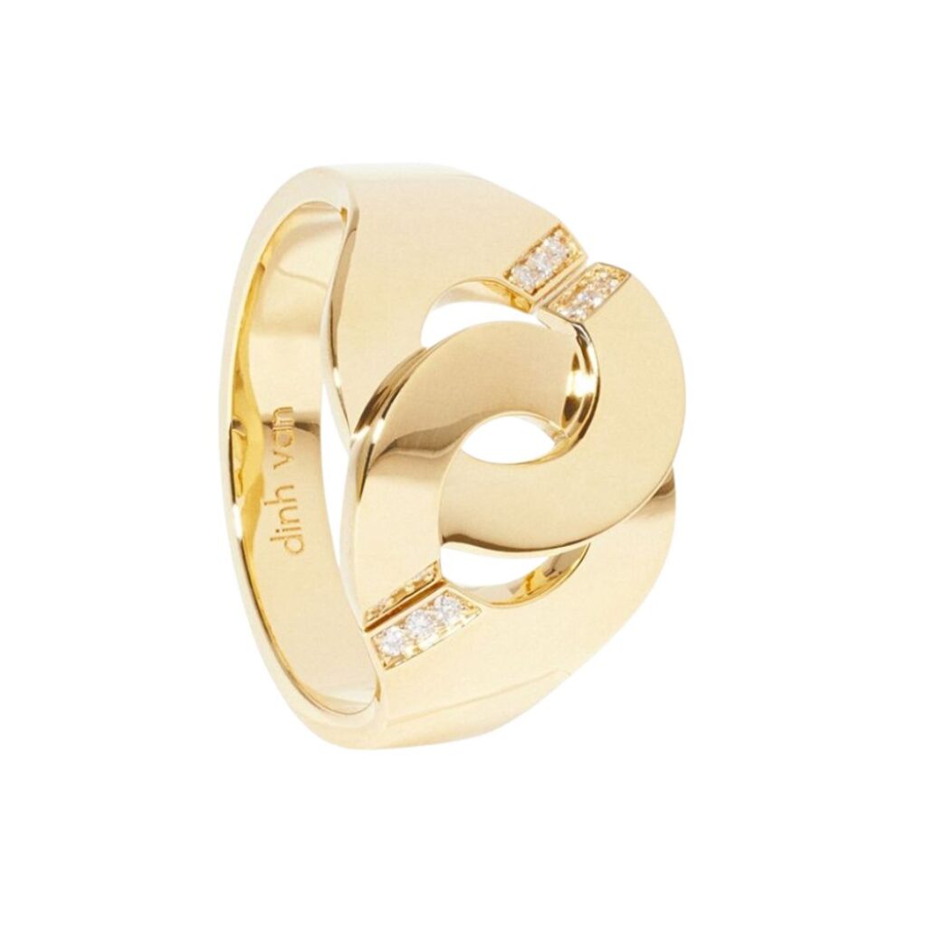 Anell dinh van Menottes R12 or groc diamants