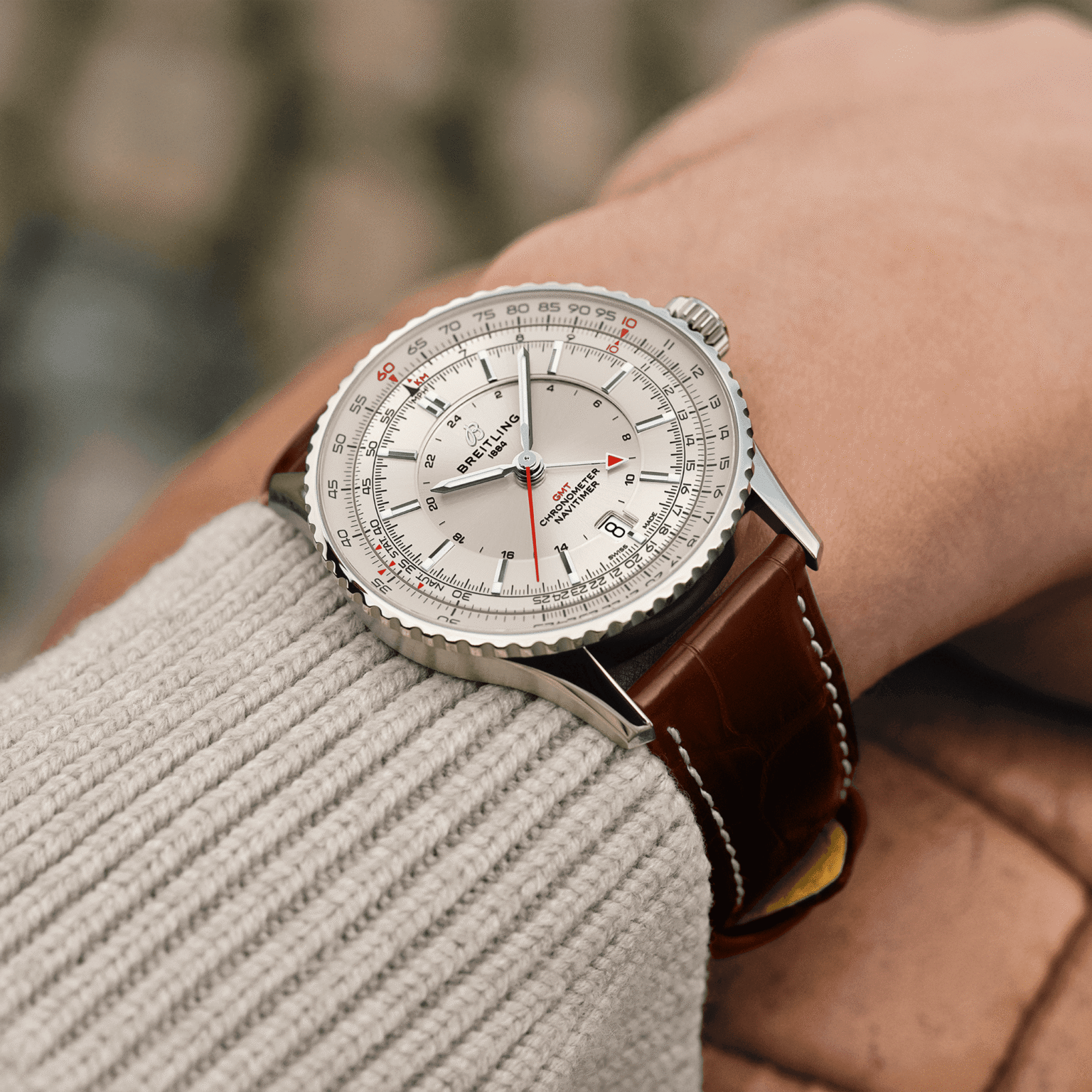 Rellotge Breitling Navitimer Gmt amb corretge de cuir marró